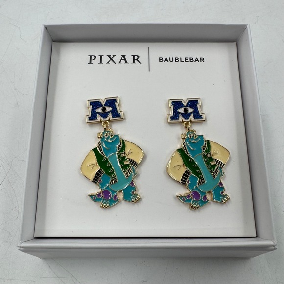 BaubleBar Jewelry - PIXAR BaubleBar Disney Monsters U Sully in Varsity Jacket Earrings New in Box